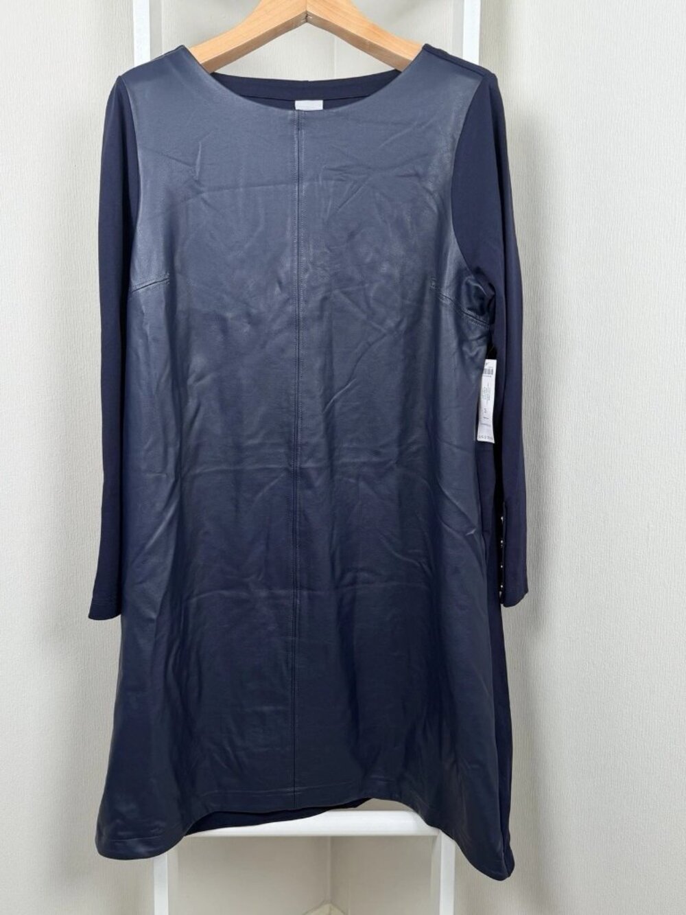 Chico's Vegan Leather Dress XL Navy Long Sleeve